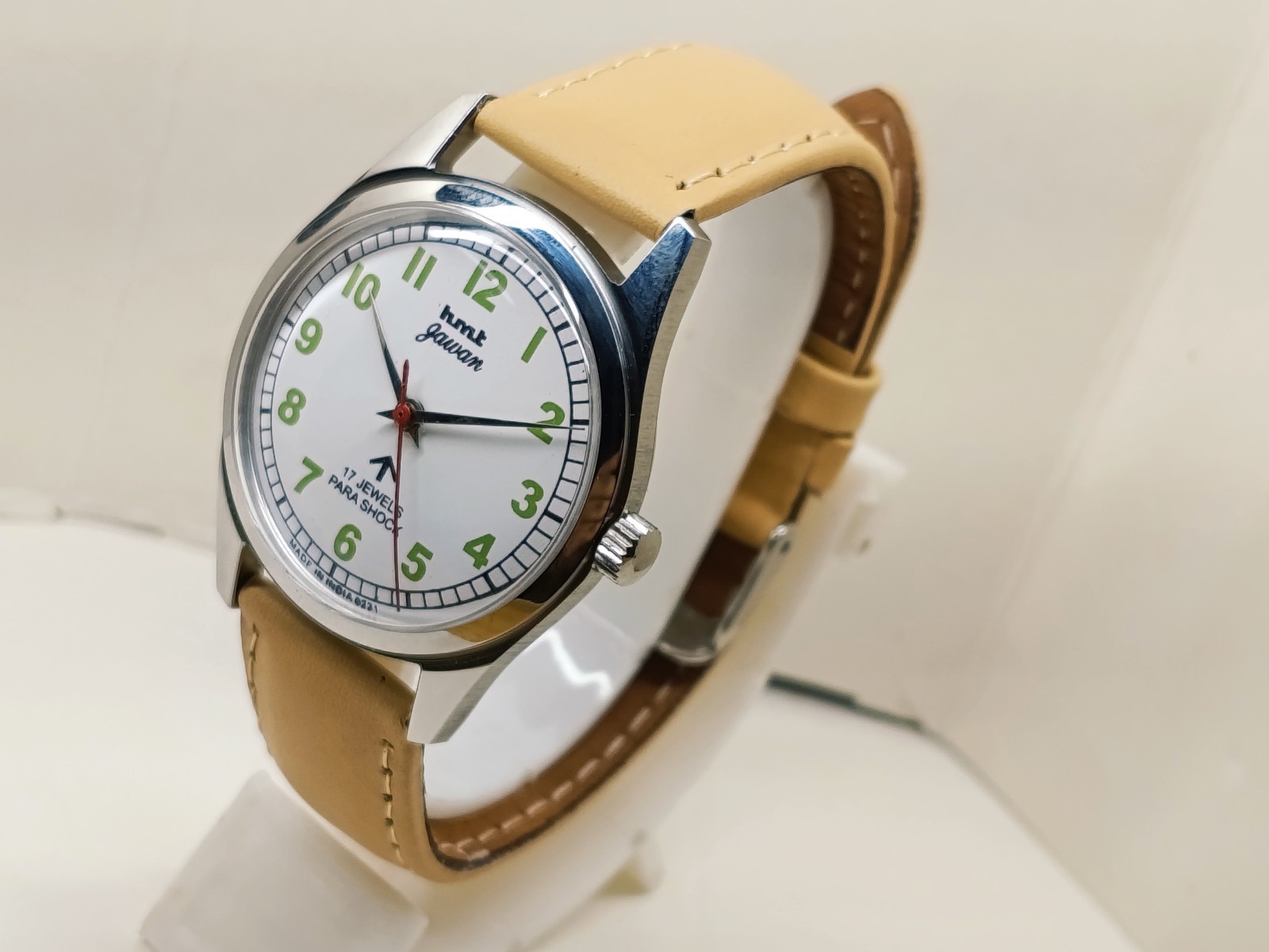 HAND WINDING VINTAGE HMT JAWAN WHITE DIAL MECHANICAL WATCH FOR MENS
