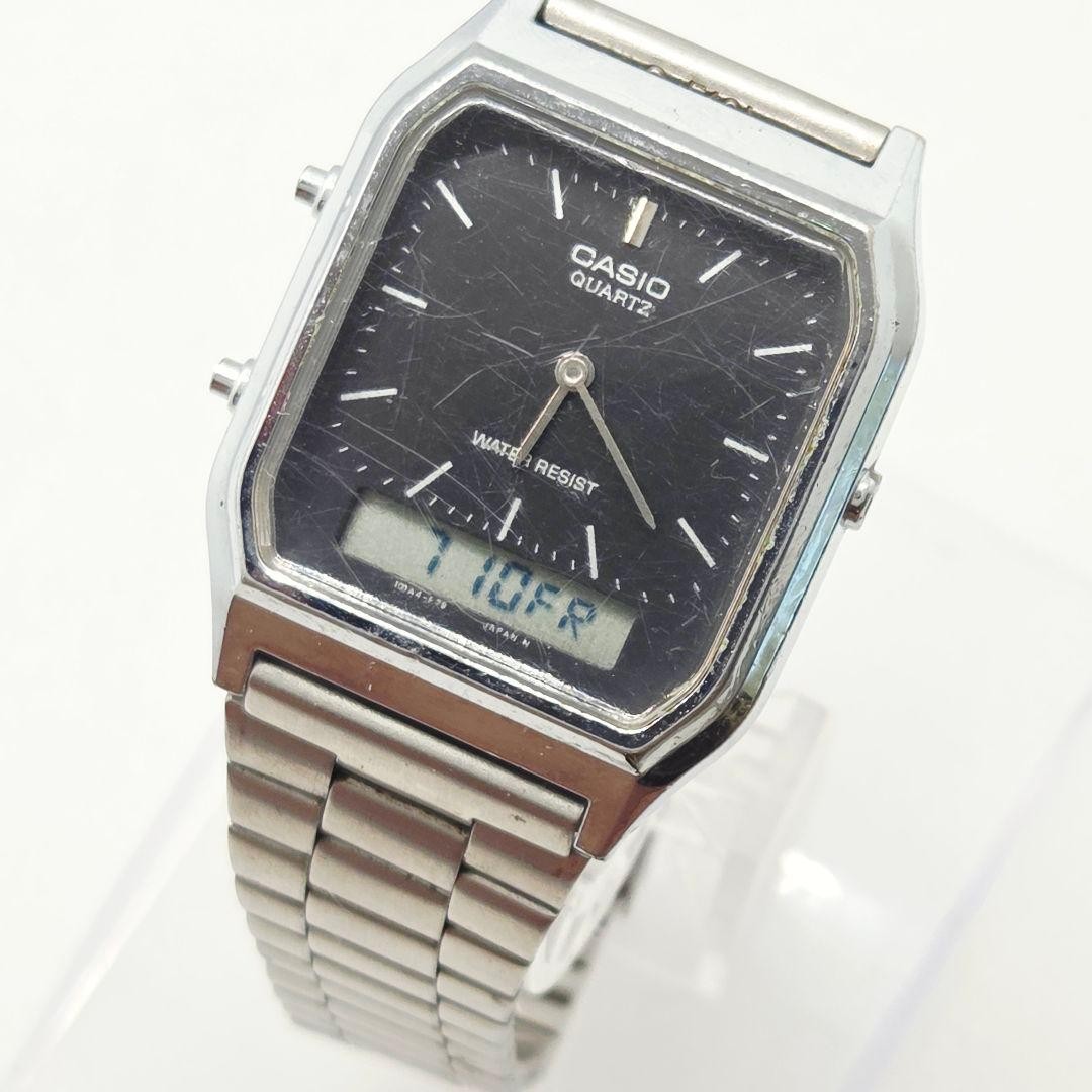 CASIO AQ-230A Analog-Digital Watch, Black Dial, Unisex, Working Condition