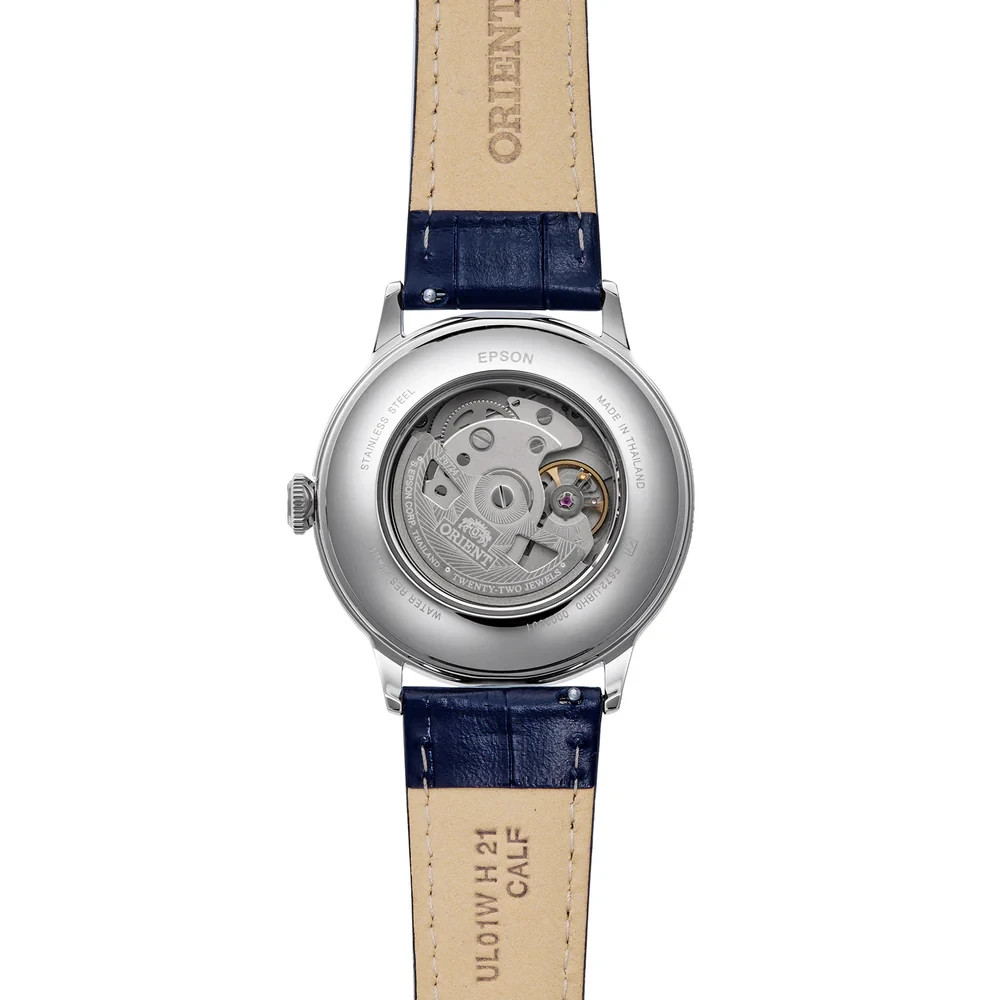 Orient Mens Automatic Watch RA-AC0030L30B Bambino Leather 40.5mm Blue Dial 30M