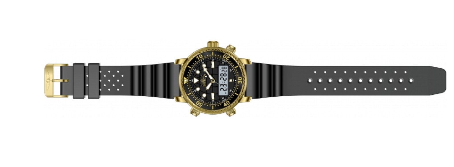Invicta Pro Diver Men’s 46.5mm Gold Dual Time Digital Ana-Digi Watch 48369