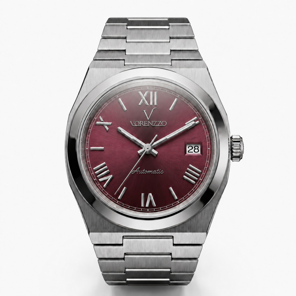 Vorenzzo Burgundy Automatic Watch NH35 Integrated Steel Sapphire 40mm