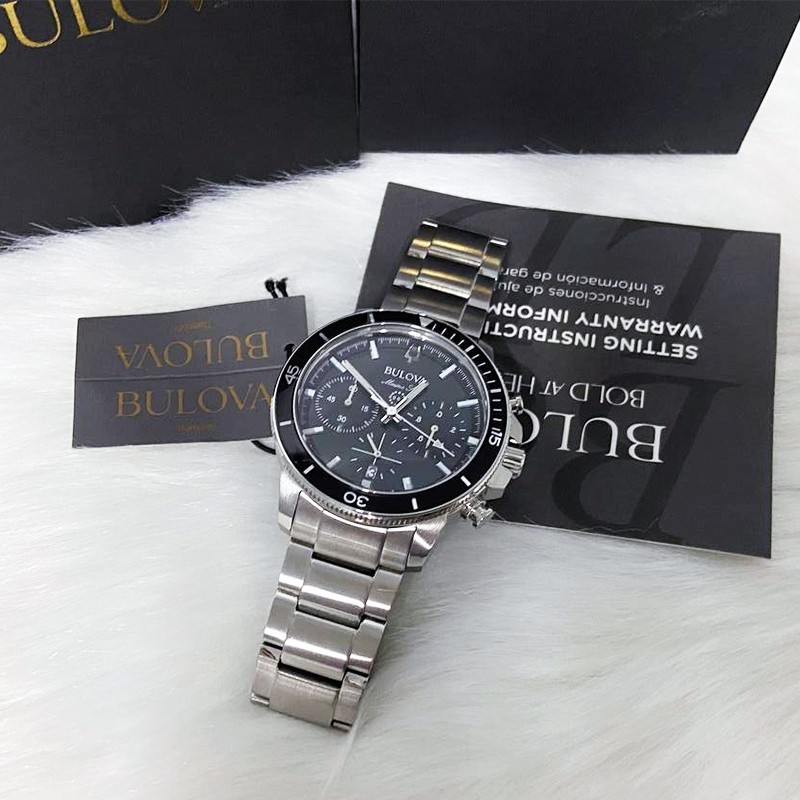 Bulova Series C Black Dial Marine Star Men New 96B272 Chronograph Watch (45MM)