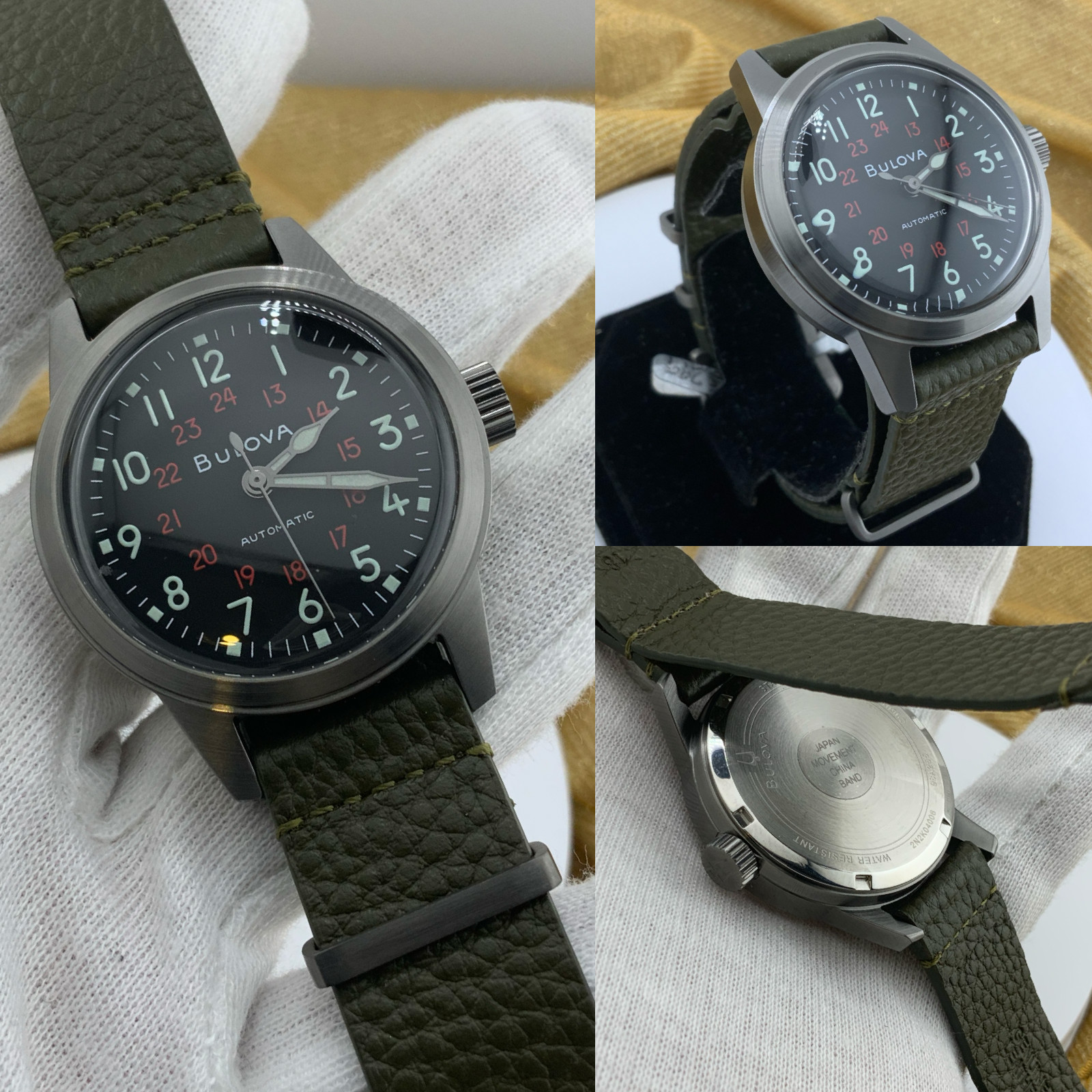 Bulova Military Heritage’Hack Watch’ Auto (38mm) Black Dial/Green strap RPP £299
