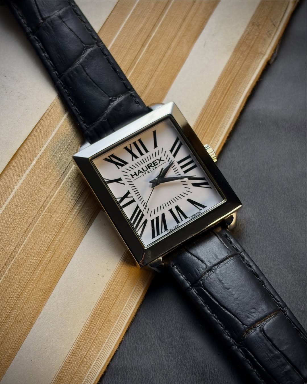 Vintage Tank Watch Square Silver Case – Roman Numeral Gloss Dial – Classic Dress