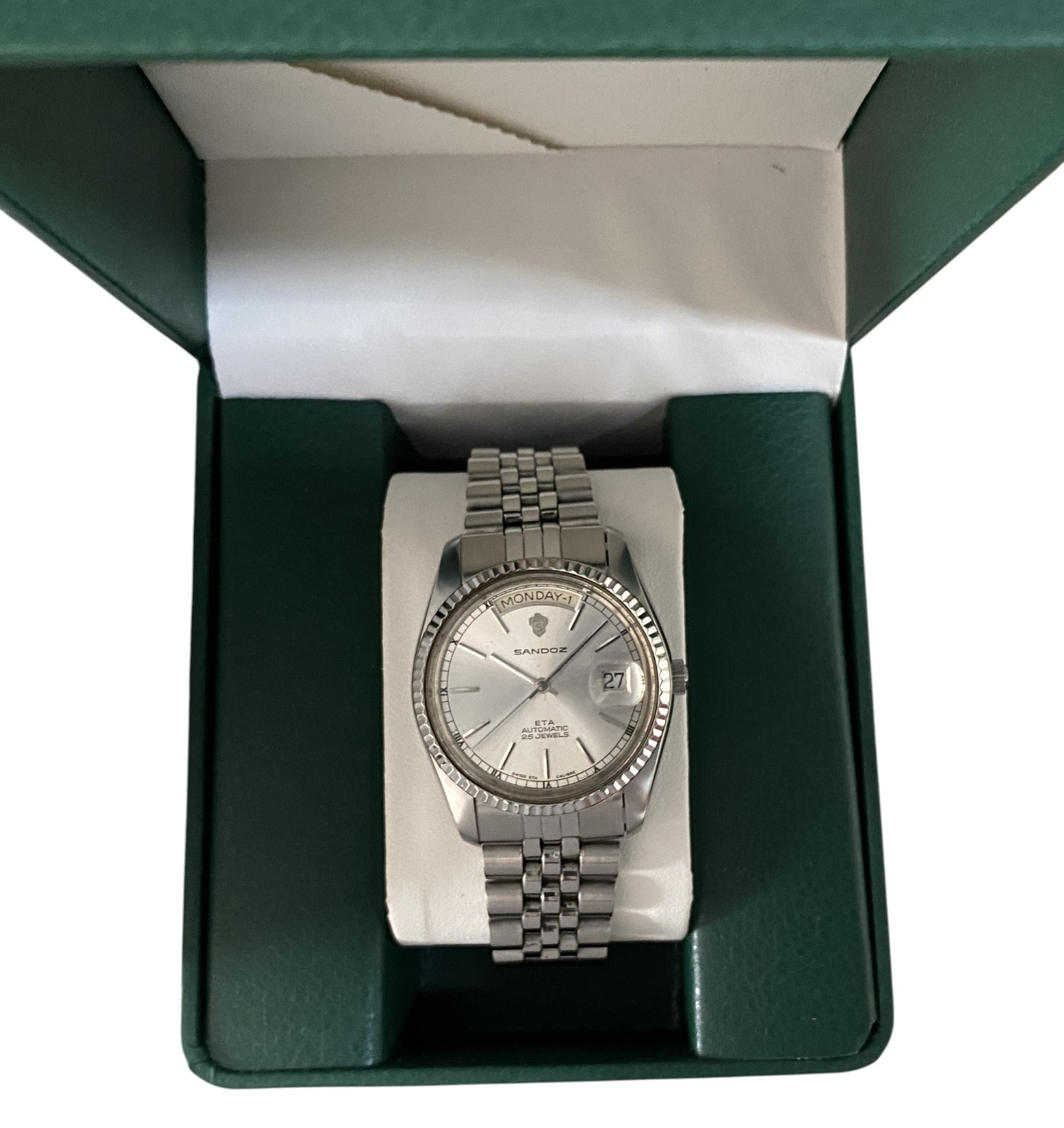 Sandoz President Day-Date Automatic Silver Dial Stainless Steel Gent’s Watch