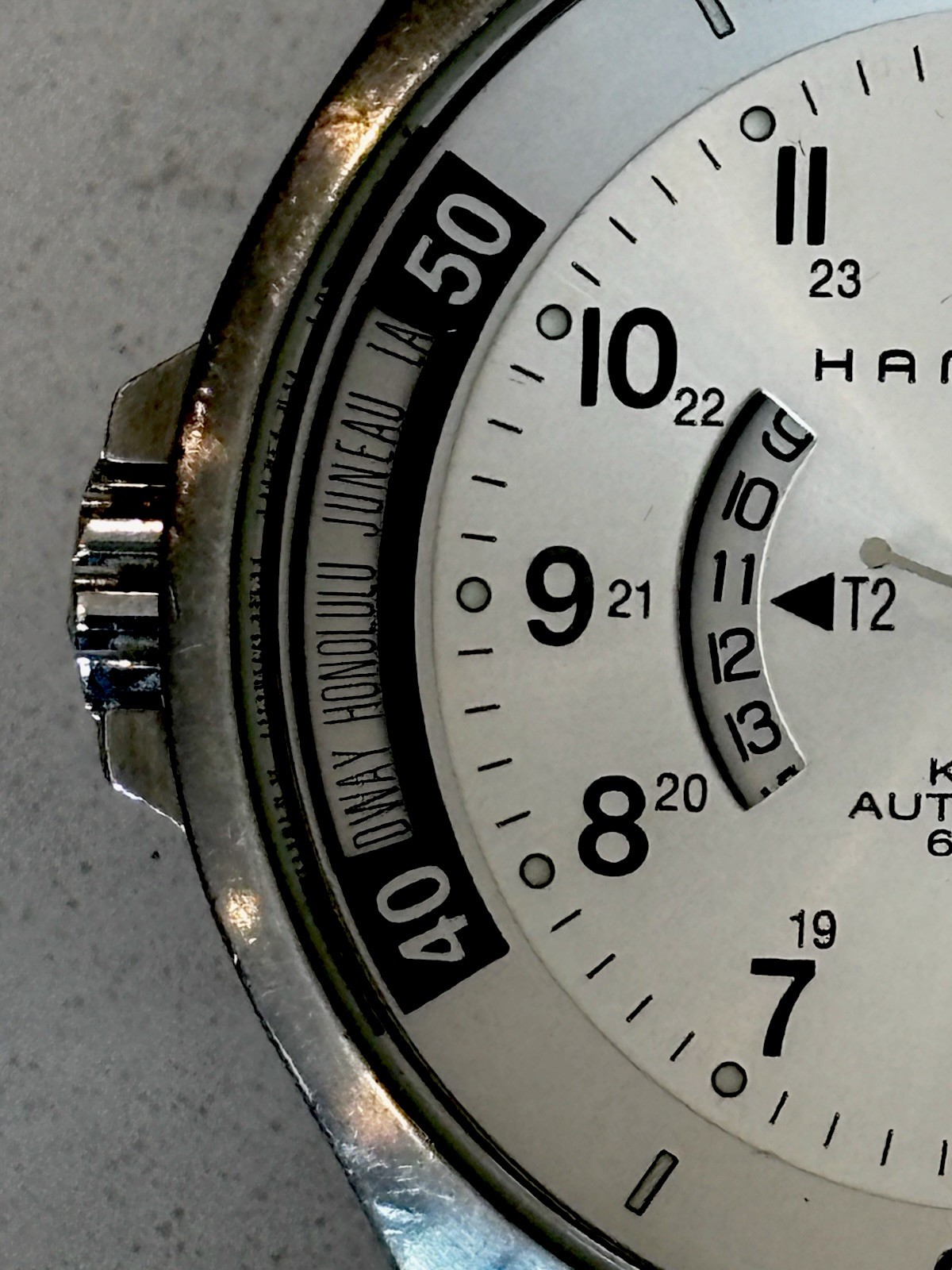 Hamilton Khaki GMT World Time H776250 Automatic Silver Dial SS Bracelet Rare