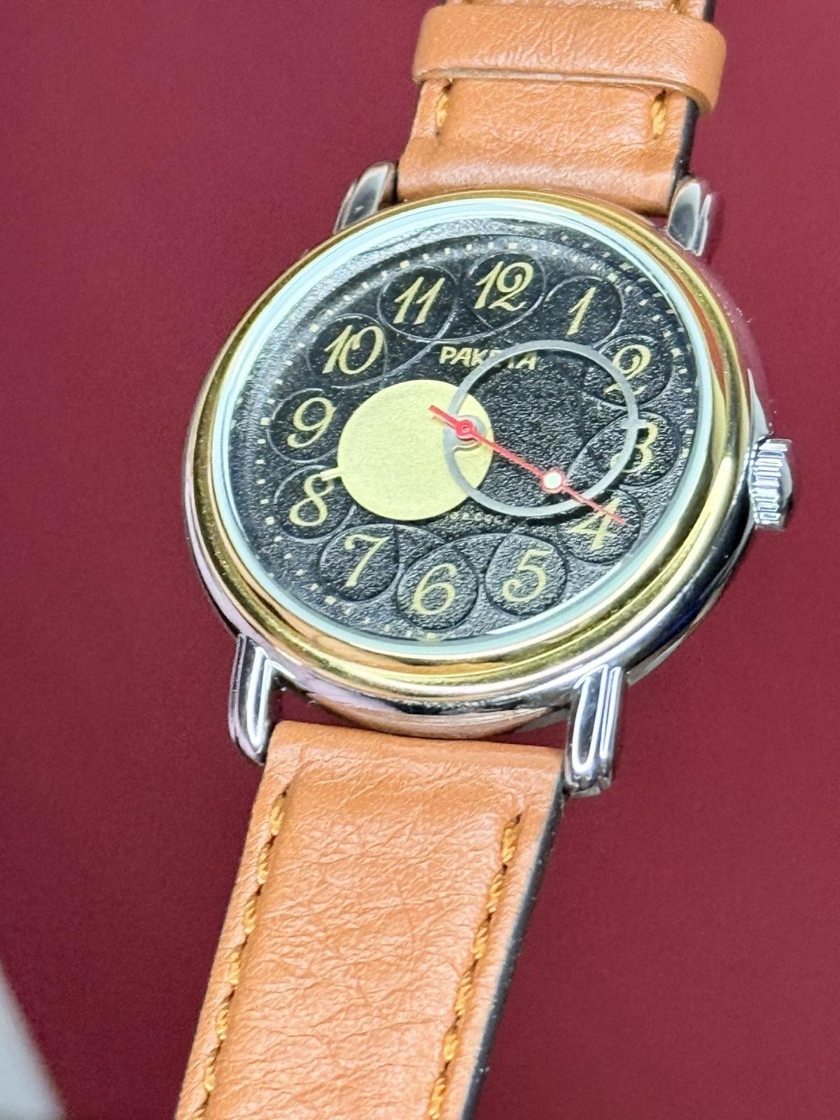 Raketa Copernicus Black Vintage Soviet Mechanical Mens Watch 1990s Sun Dial Rare