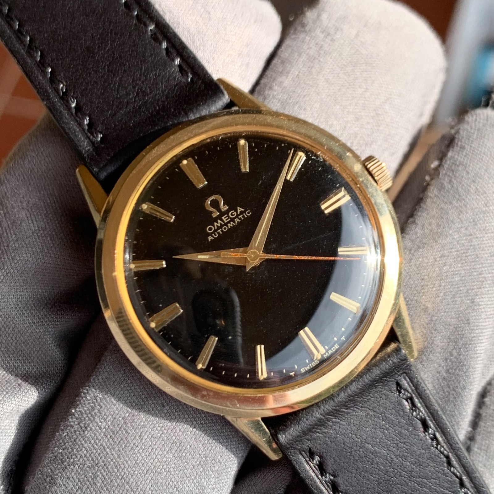1966 Omega Original Black Dial Ref. LU6304 Automatic Cal. 550 Gold Filled Watch