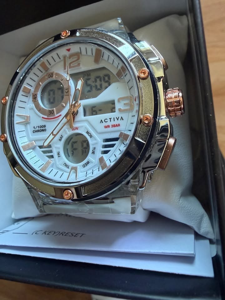 Activa X Invicta ACW8118-002 Men’s 51mm Digital Analog Watch White Rose Gold