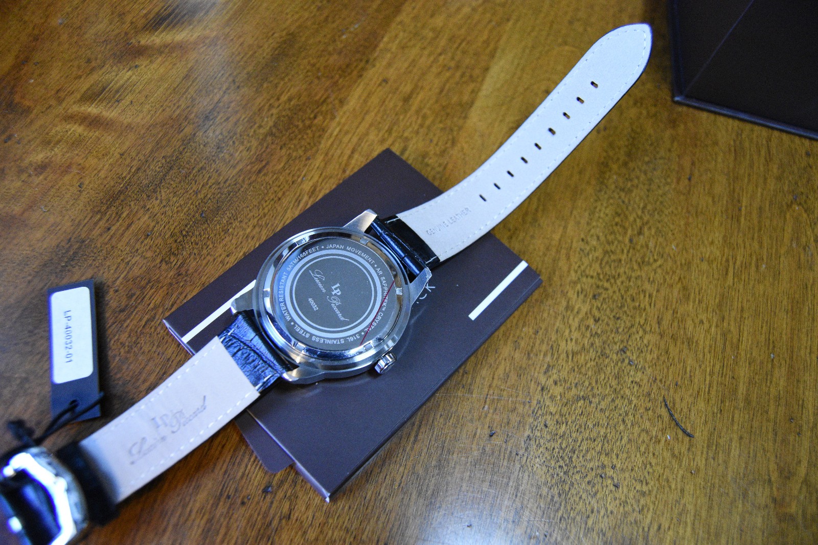 NOS! lucien piccard Duval watch black large 50mm carbon fiber style dial 100m