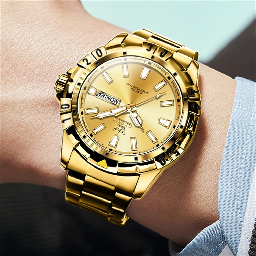 OLEVS LUXURY MEN’S WATCH WATERPROOF STAINLESS -STEEL