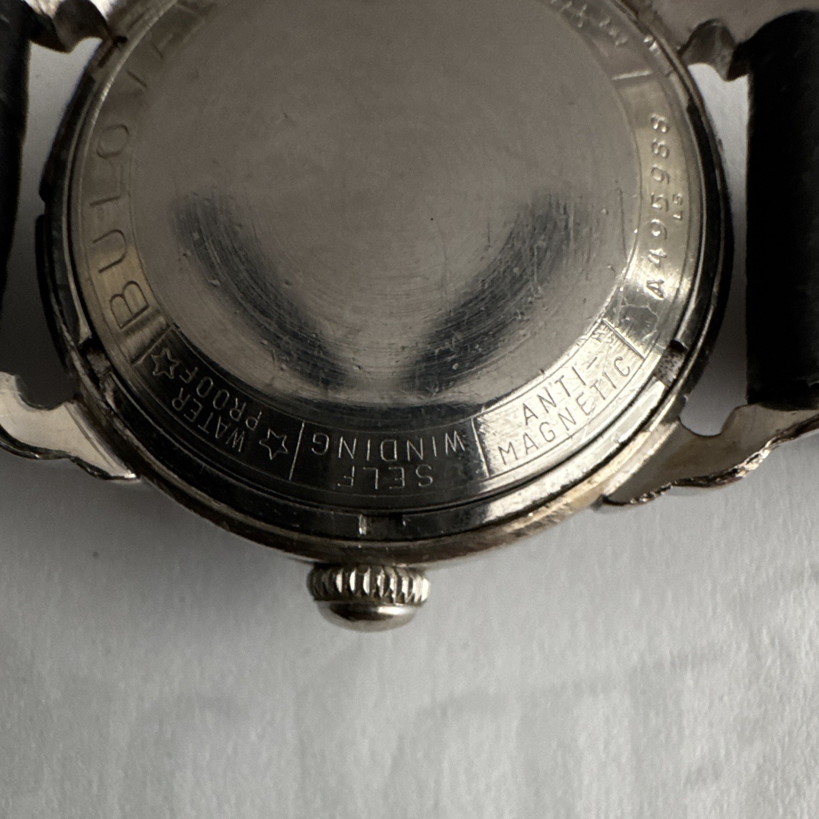 Bulova Selfwinding Automatic Vintage 23J 35mm Gold Dial Black Leather