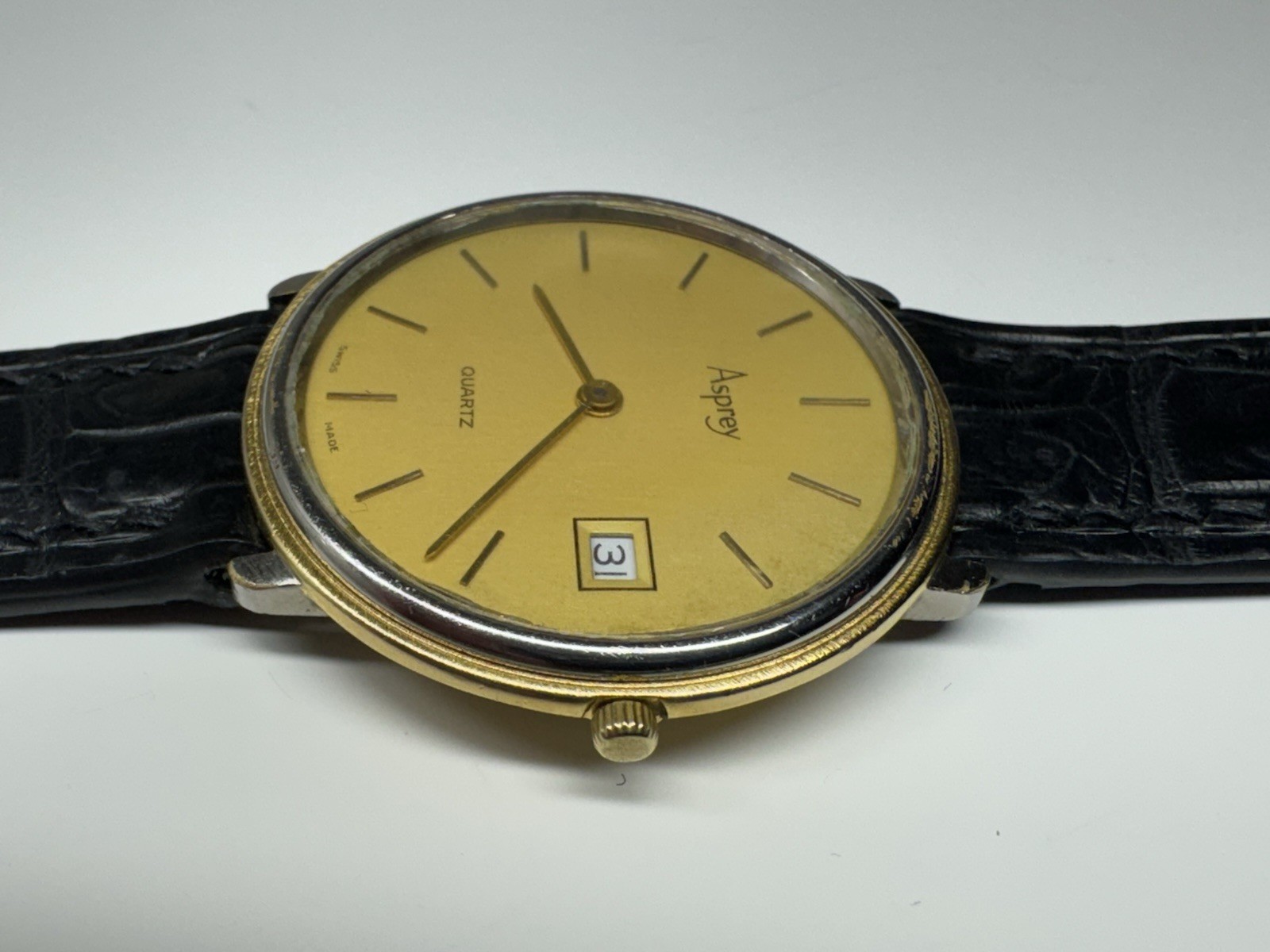 asprey london 6 jewels quartz beautiful slick vintage swiss made wristwatch
