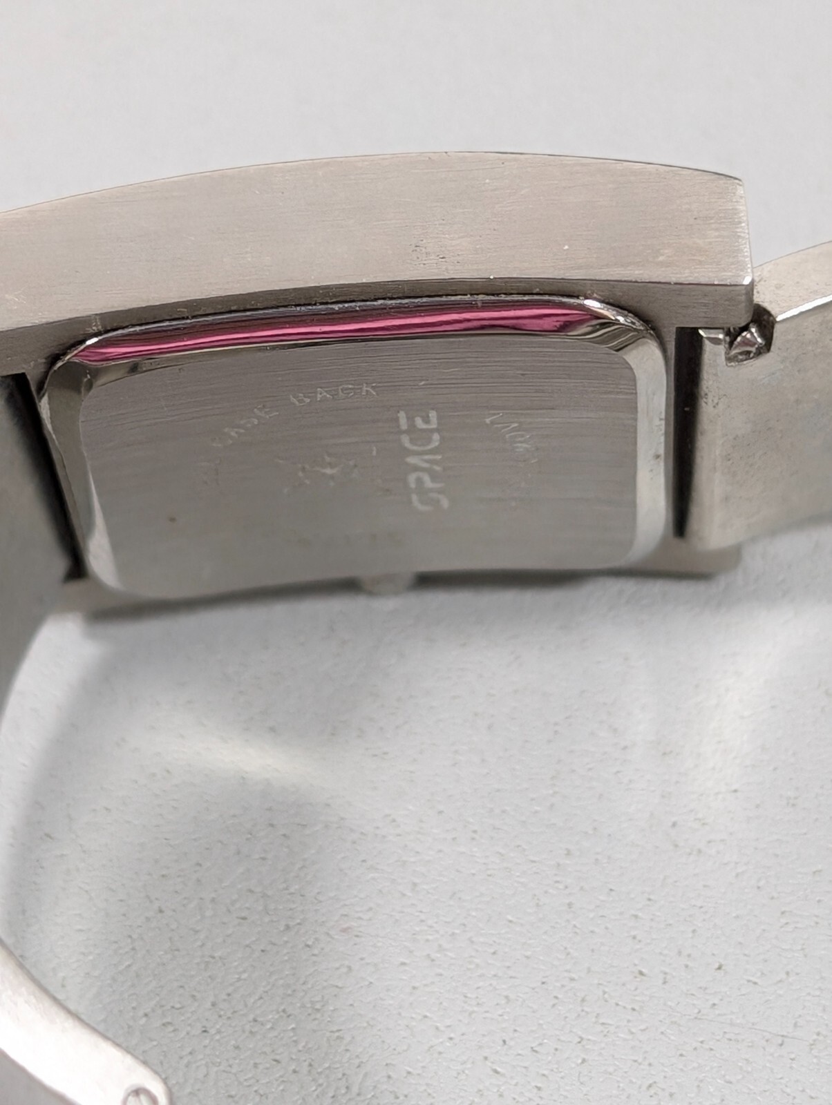 Space Blue Dial Square Brushed Silver Tone Womens Watch 6 inch