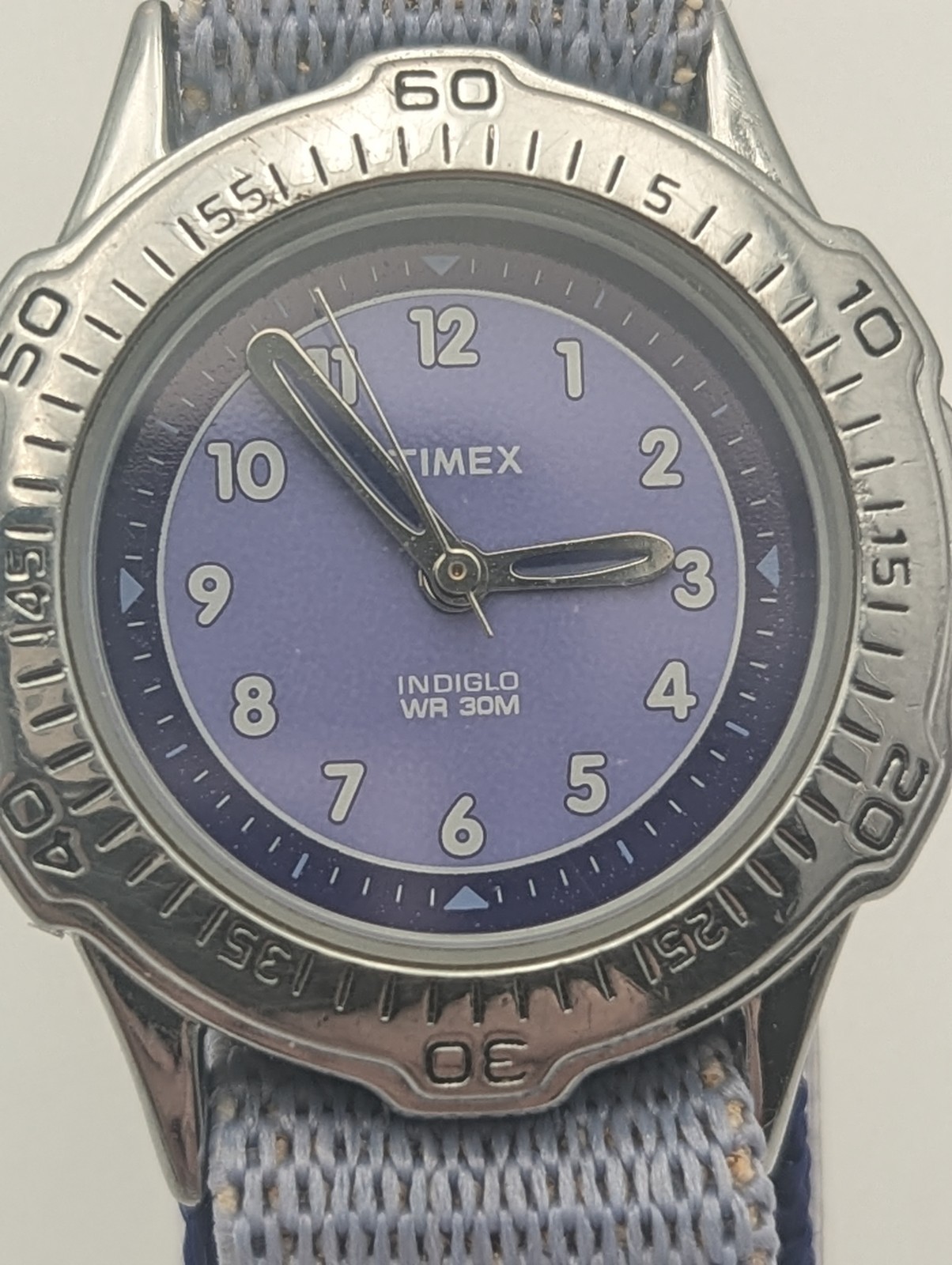 Timex Indiglo WR30m Blue Purple Face Watch New Battery Original Outdoor Strap