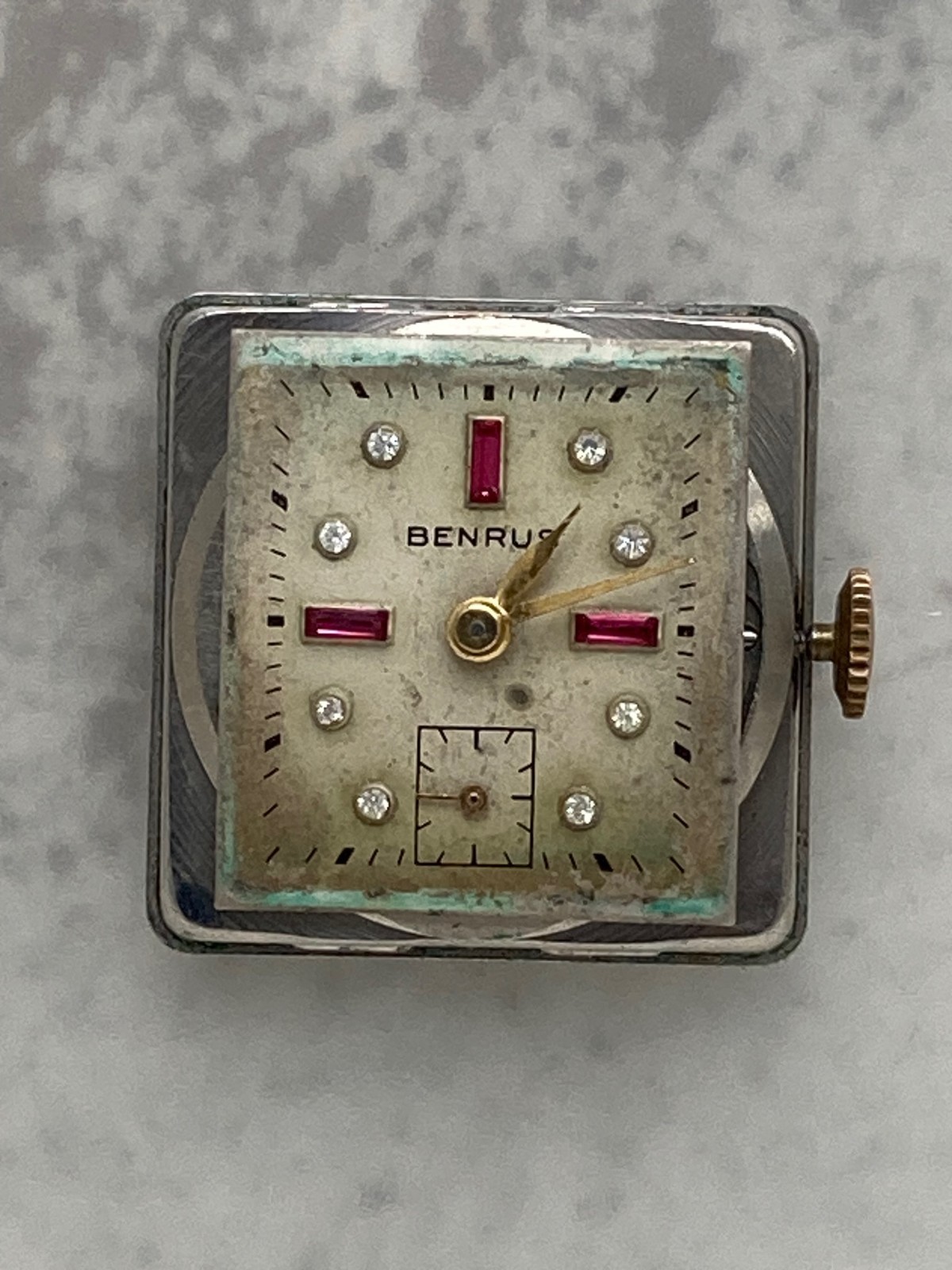 A Vintage Benrus 10K Rolled Gold and Stainless Steel Back Tank Watch
