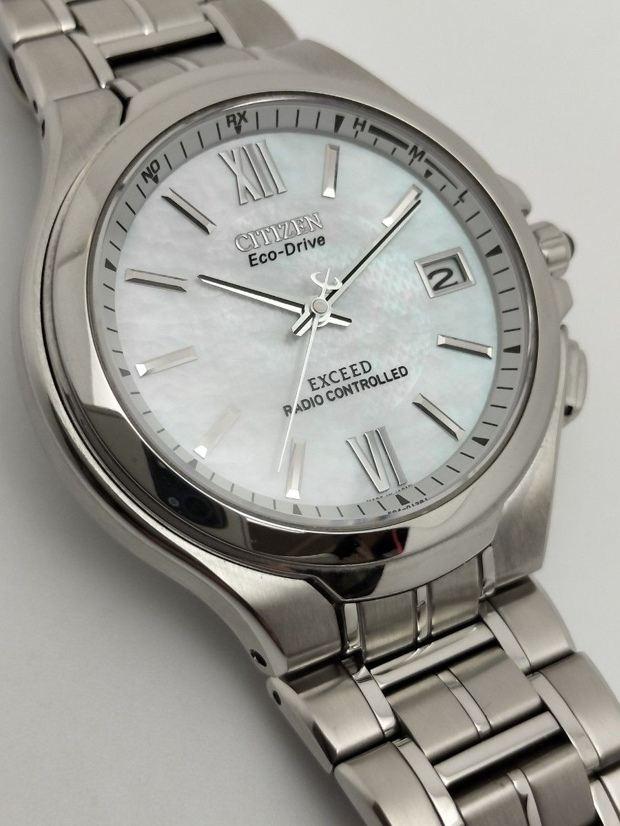 Brand New Citizen Line Exceed White Mother of Pearl Dial Radio Solar H410