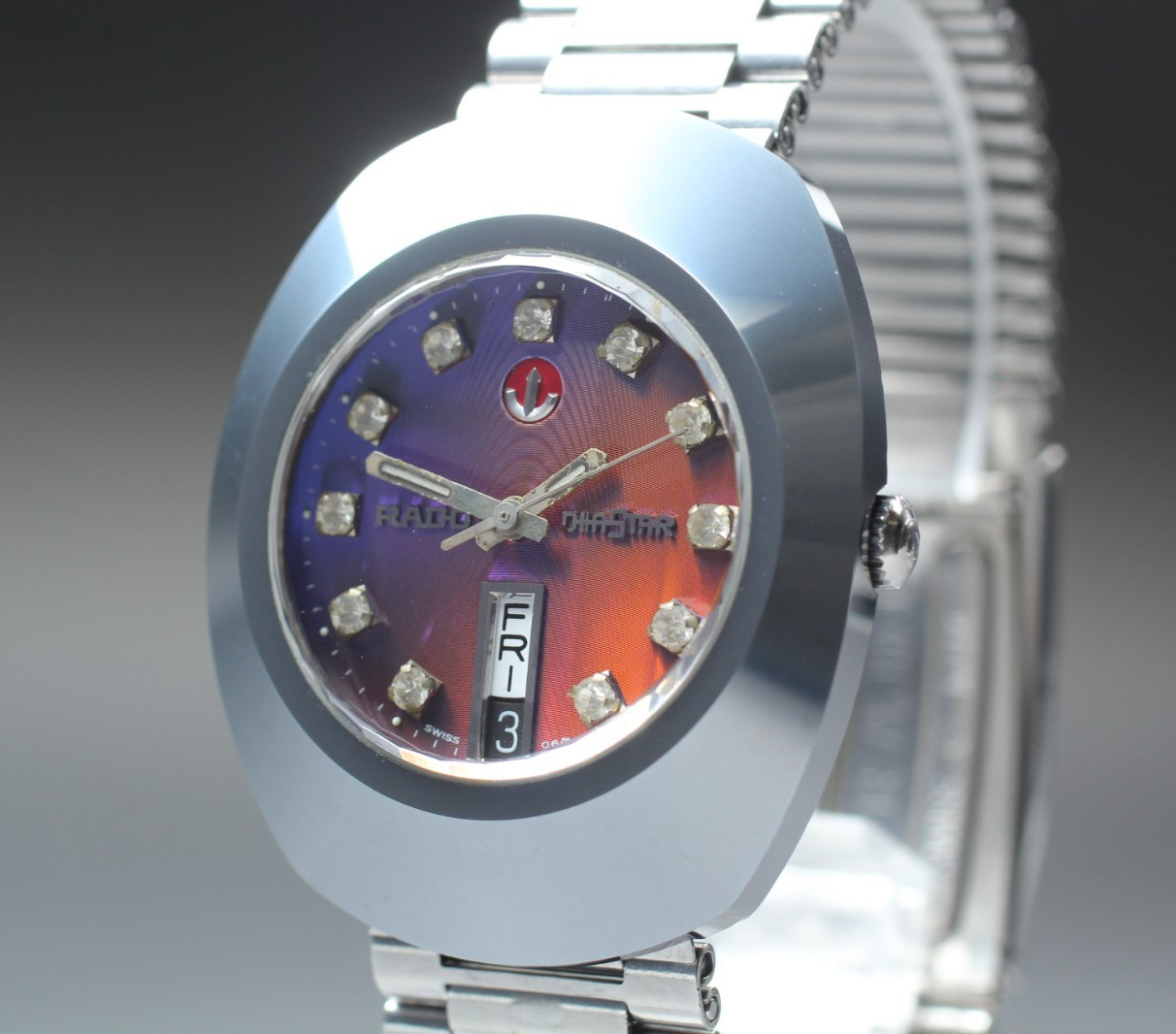 Vintage “N MINT” RADO DiaStar 636.0308.3 Purple Automatic Men’s Watch From JAPAN