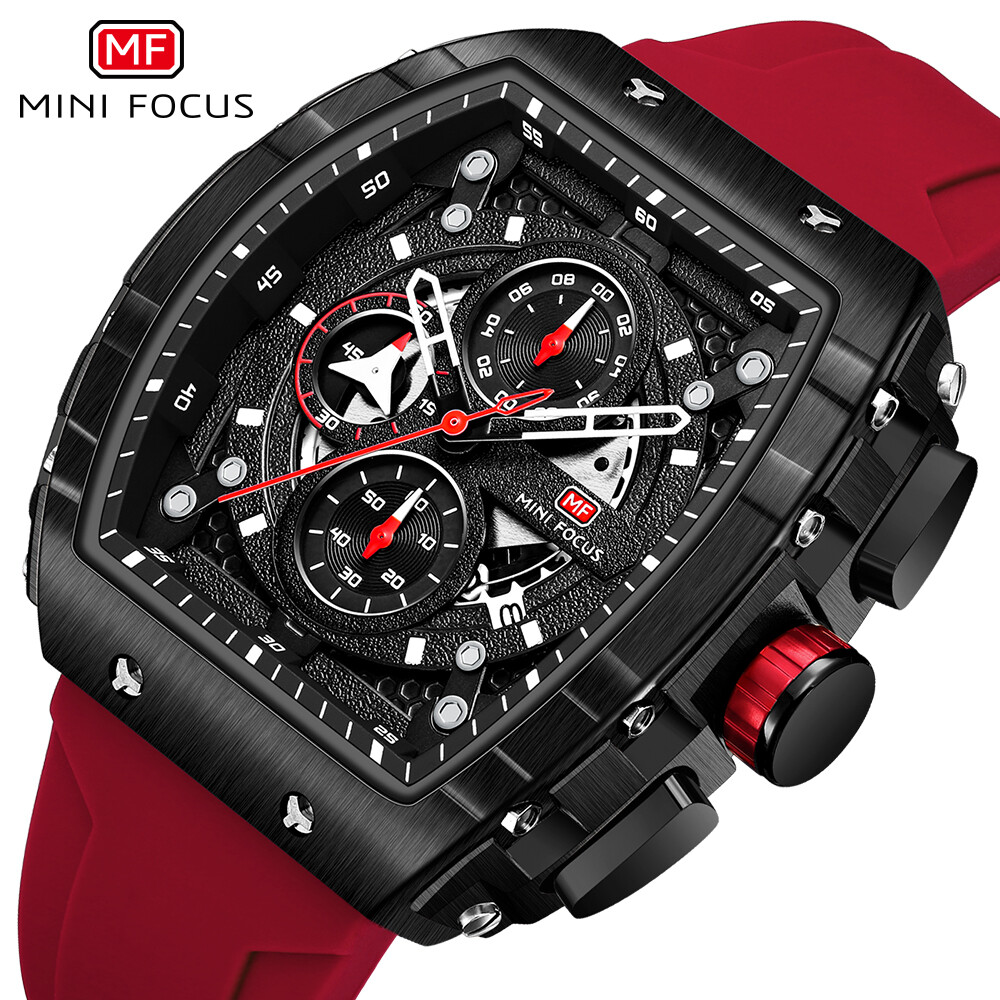 MINI FOCUS Men Watch Silicone Rectangle Date Wristwatch Military Boy Sport Watch