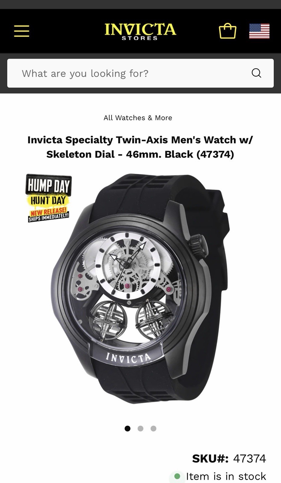Invicta Specialty Twin-Axis Men’s Automatic Skeleton Dial 46mm Black Watch