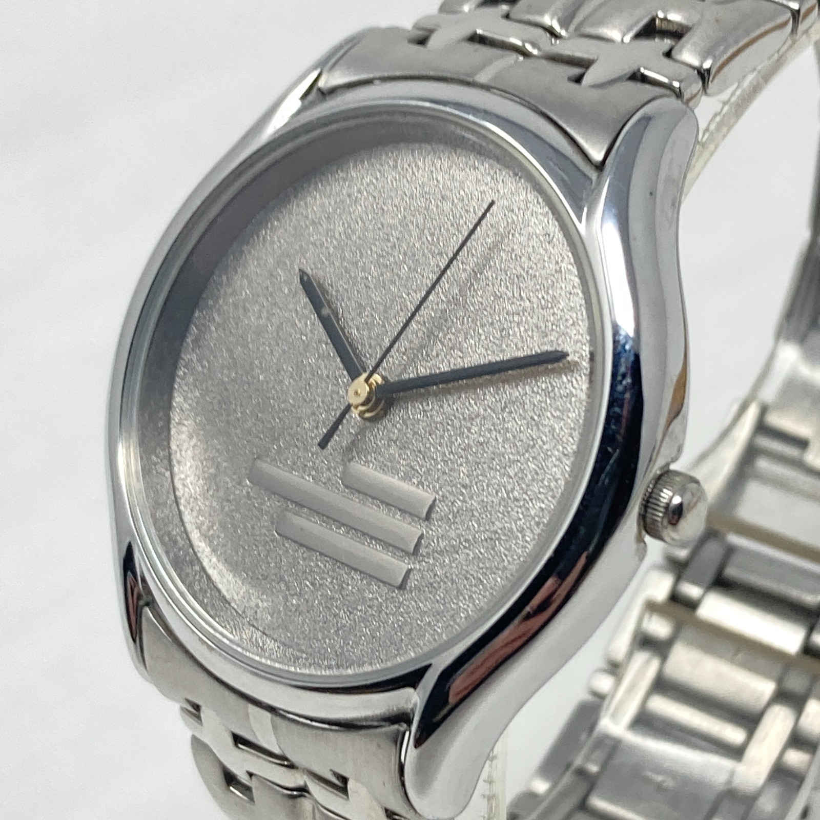Vintage Montreux Watch Men Silver Tone 34mm Brushed Minimal New Battery 7.25″