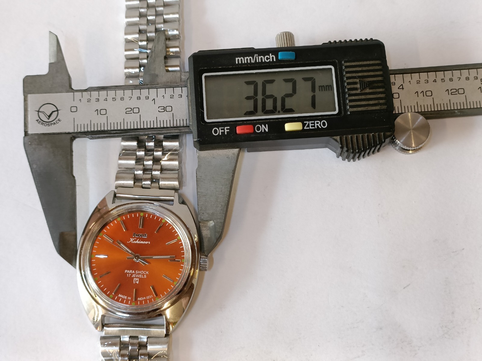 REFURBISHED HMT KOHINOOR 17J WINDING ORANGE DIAL 0231 INDIA MEN’S WORKING