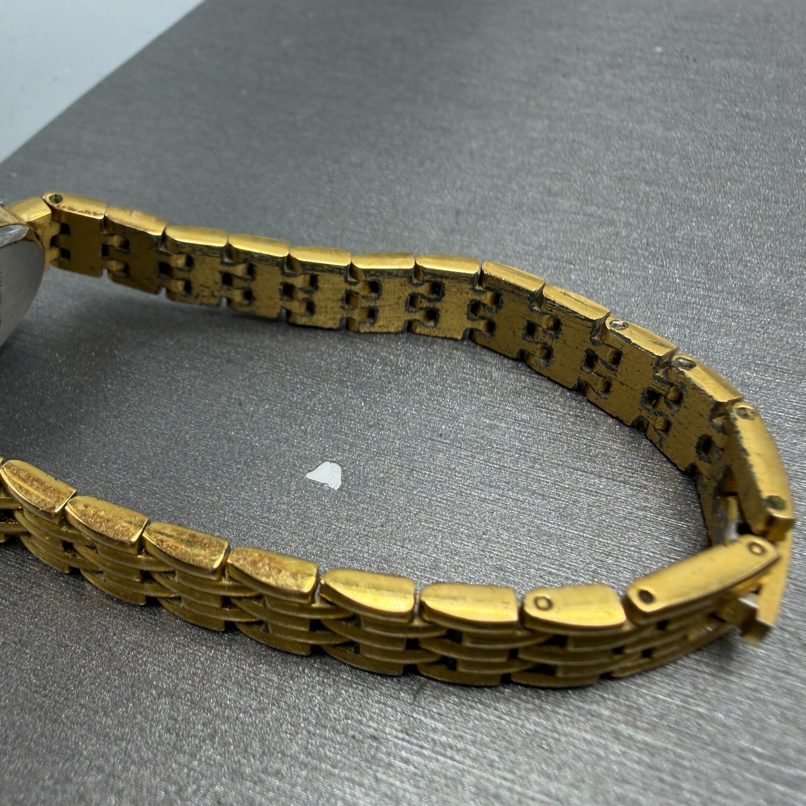 Armitron Deauville Diamond Watch Women 15mm Gold Dial Gold Ruby Oval New Battery