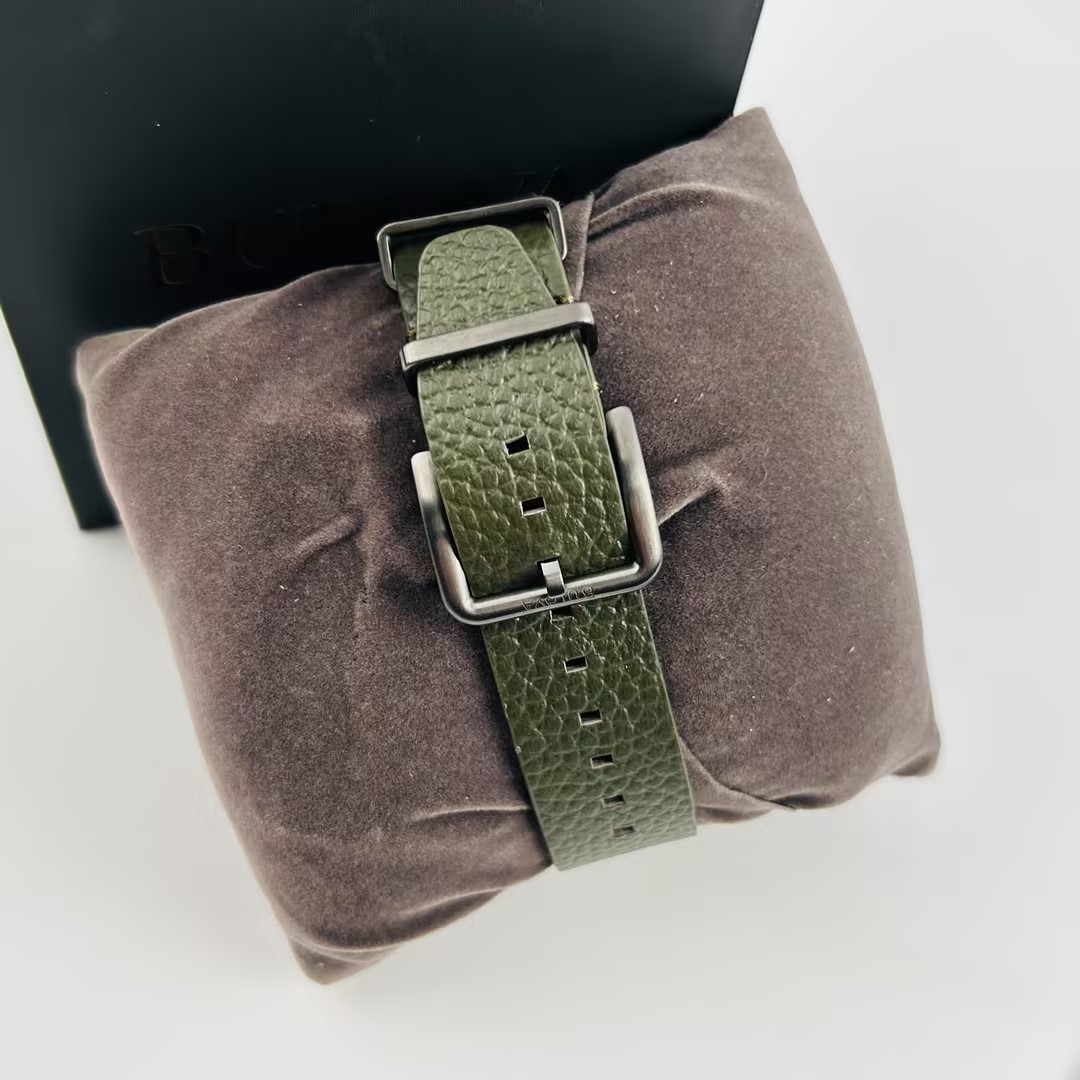 Bulova Hack 98A255 Black Dial Green Leather Strap Automatic Men’s Watch 38 mm