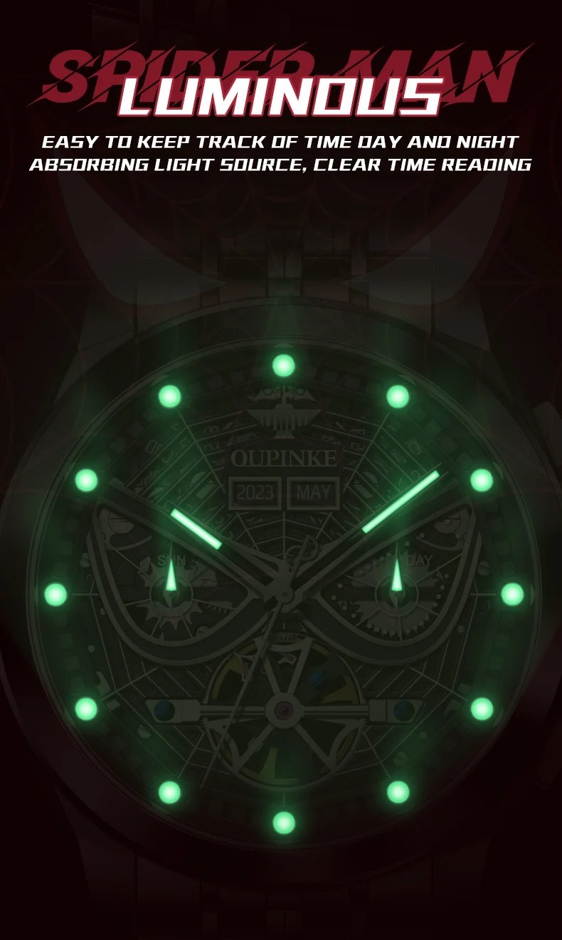 Automatic Mechanical Watch Waterproof Skeleton Luxury Dial Men Men’s Strap