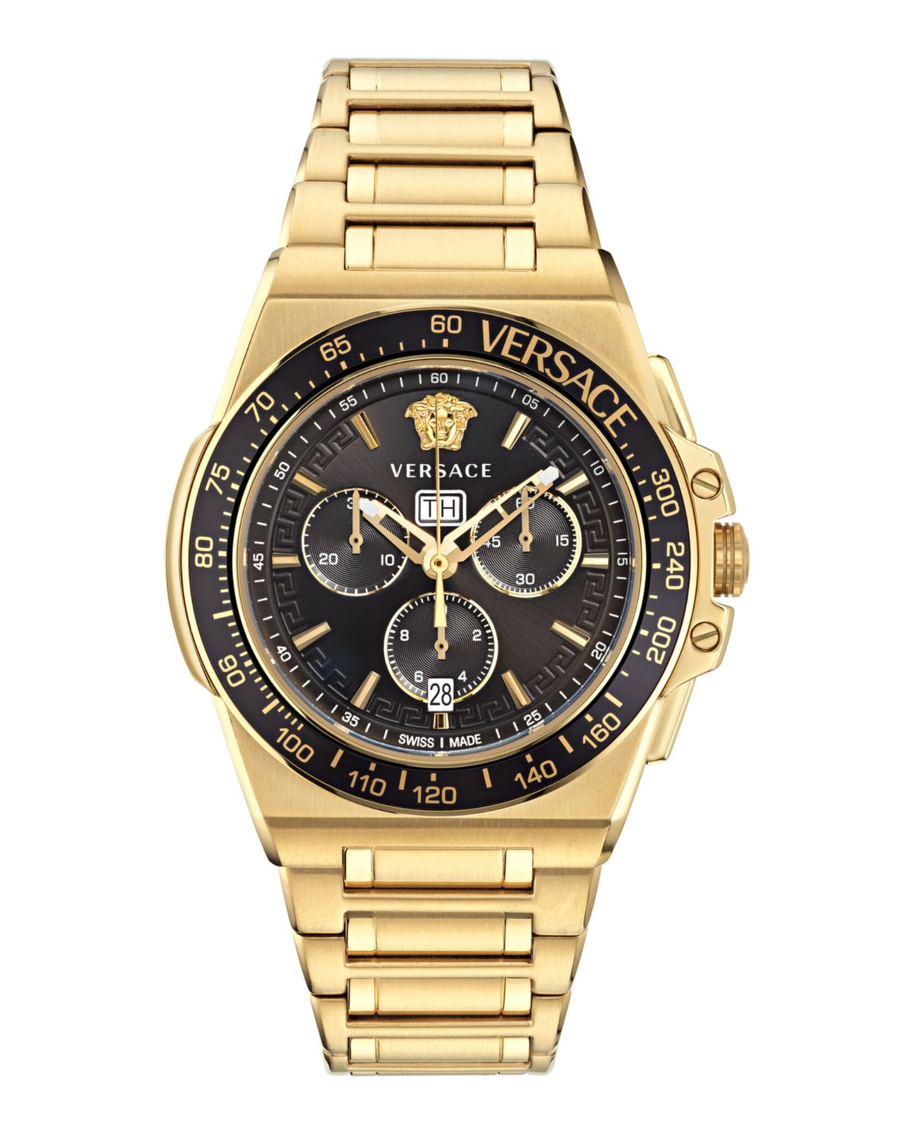 Versace Mens Greca Extreme Chrono Gold 45mm Bracelet Fashion Watch