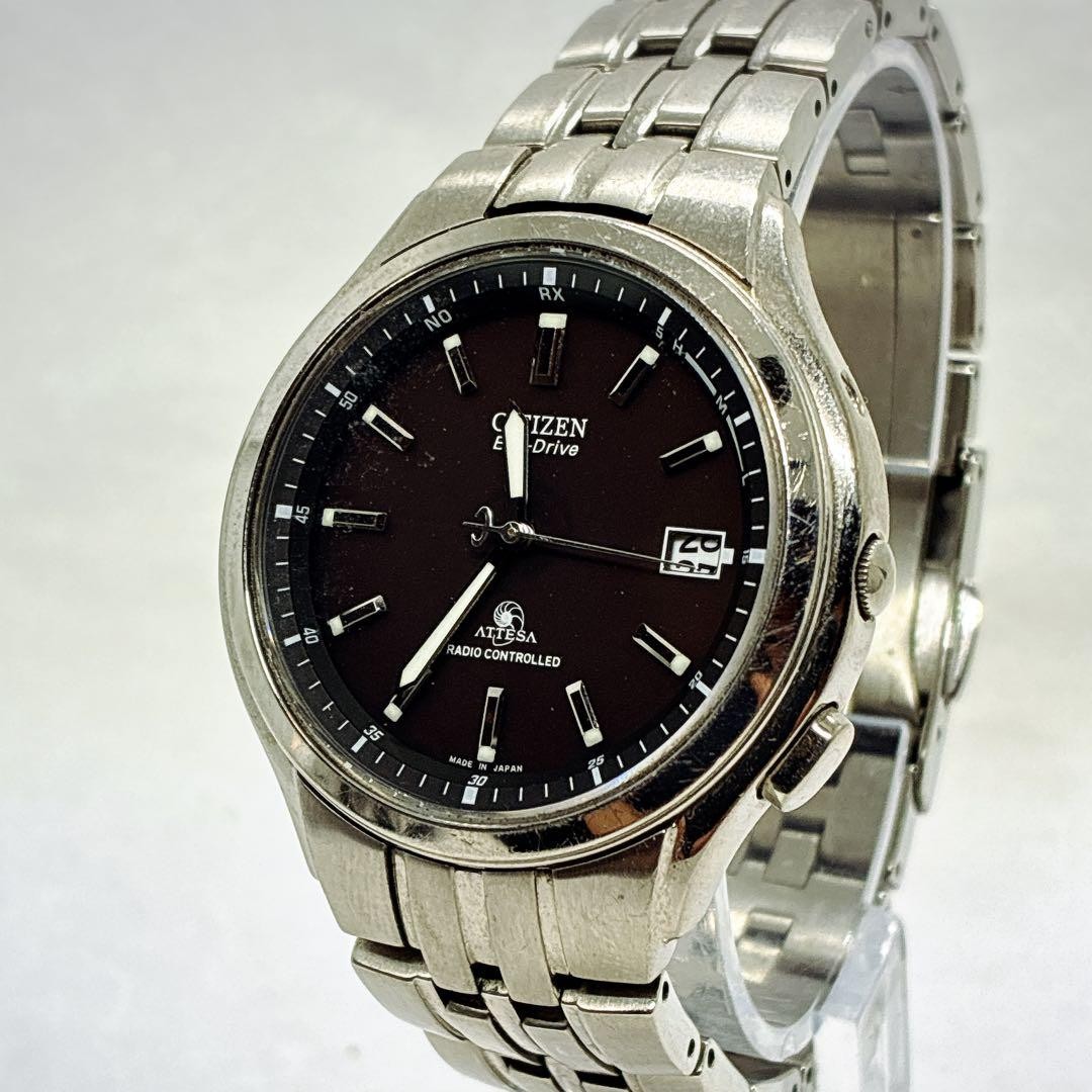 Citizen Attesa Eco-Drive Radio-Controlled Watch, Black Dial, H415-T008631 【USED】