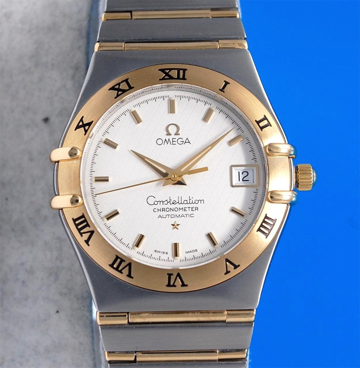Mens Omega Constellation 18K Gold & SS Automatic Chronometer Watch – 1202.30