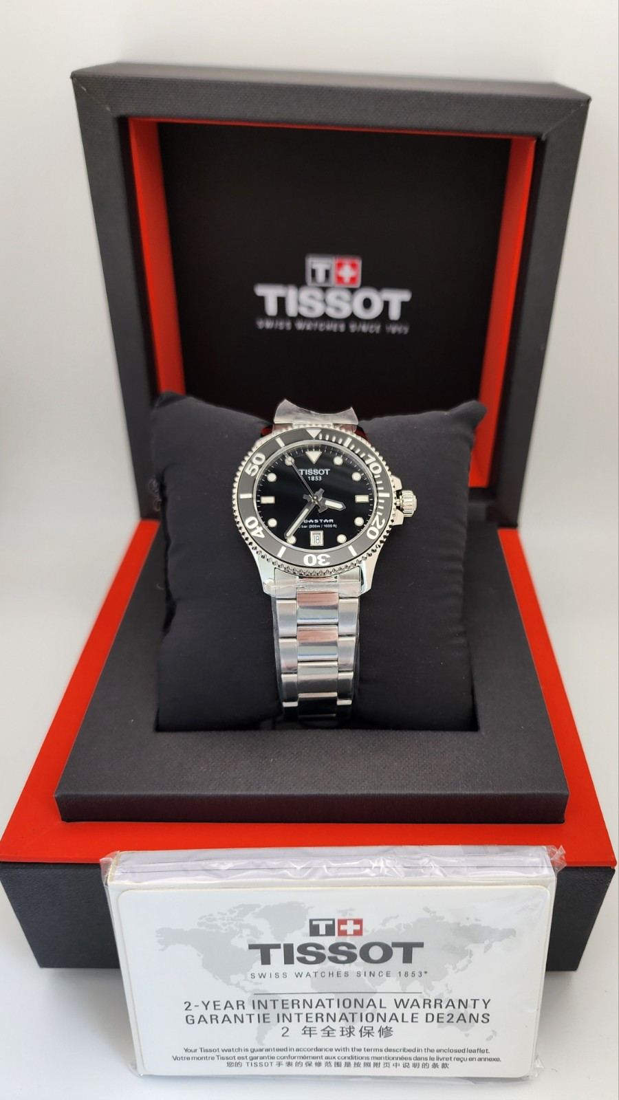 Tissot Seastar 1000 Black Dial Silver Bracelet 36mm Watch T120.210.11.051.00