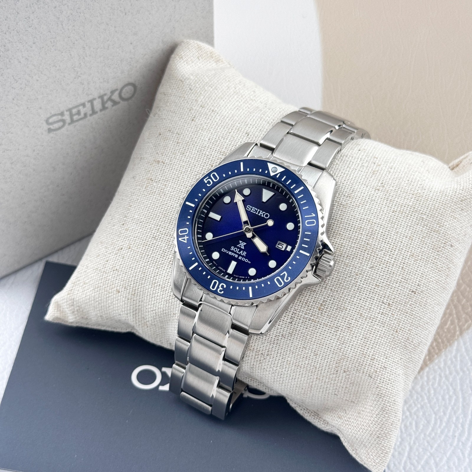 Seiko Prospex Sea SNE585 Blue Dial Stainless Steel Men’s Solar Dive Watch 38.5MM