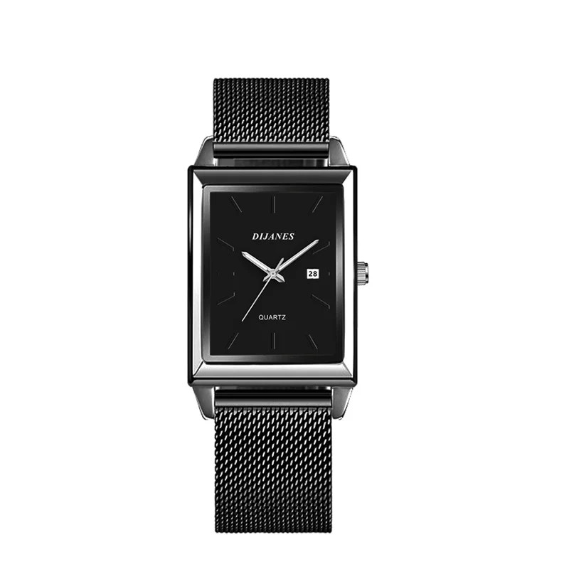 2023 Men’s Rectangle Stainless Steel Mesh Quartz Casual Wrist Watch