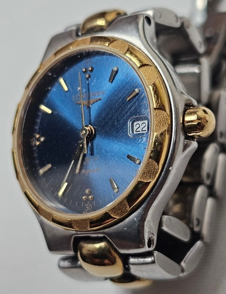 Vintage Longines Conquest L1.113.3 VHP Ladies Watch Navy Blue For Parts Junk JPN