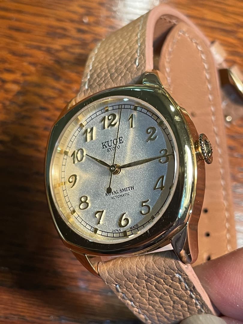 KUOE Kyoto Royal Smith 90-008 Automatic Watch Champagne Dial Beige & Black Strap