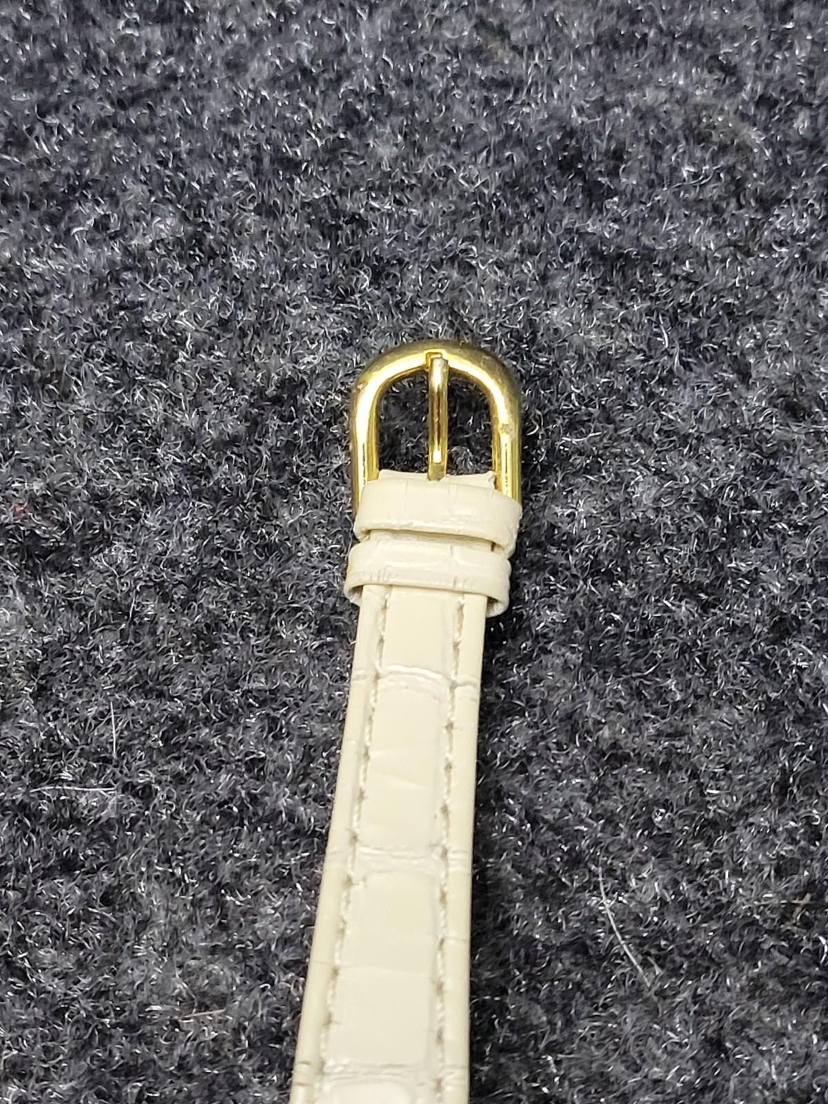 Pierre Nicol Womens Wristwatch Gold Case Beige Faux Leather Strap Quartz