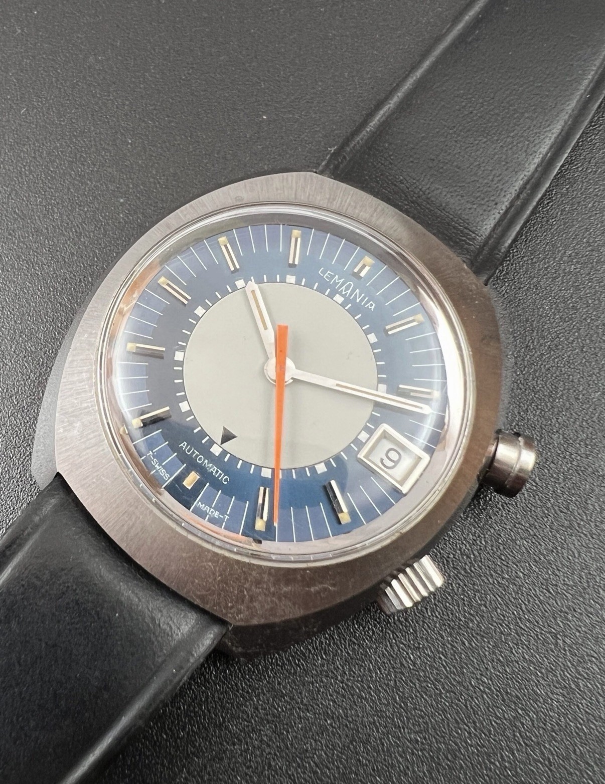 LEMANIA AUTOMATIC ALARM REF. 9751 CAL. 2980 – RARE BLUE DIAL – VINTAGE 1970s