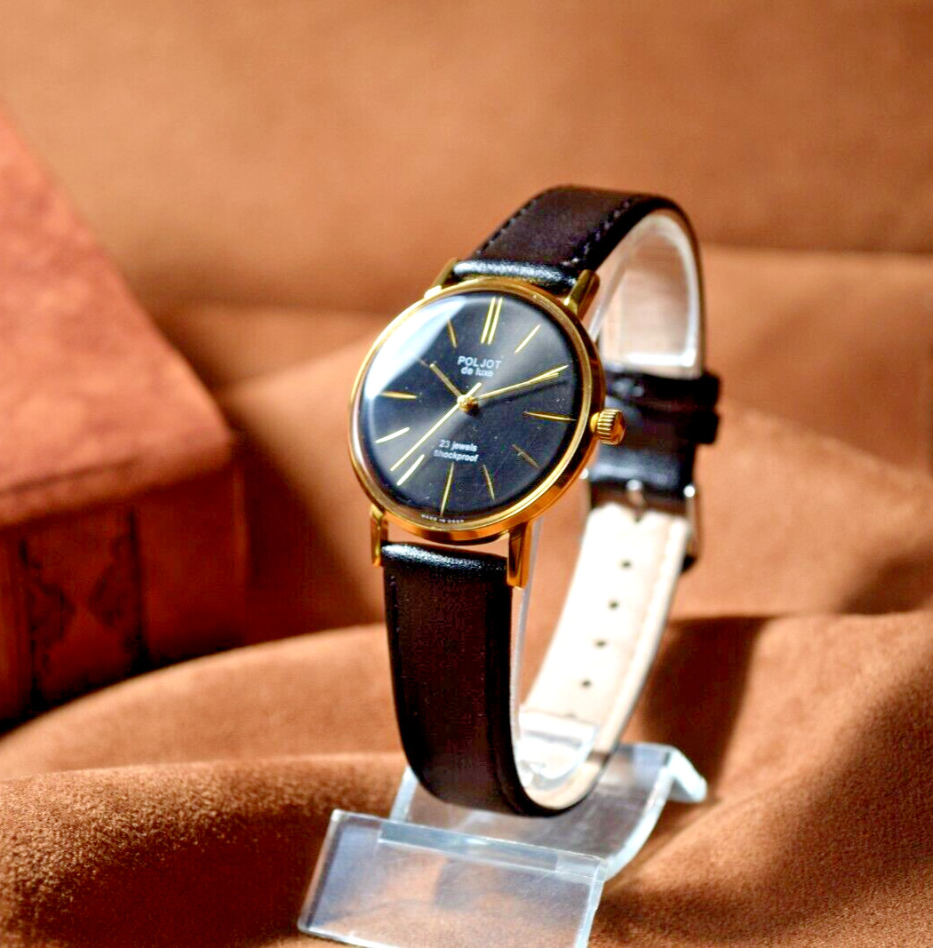 Vintage NOS Poljot De LUXE Ultra Slim 23 Jewels 2209 Soviet Mens Wristwatch USSR