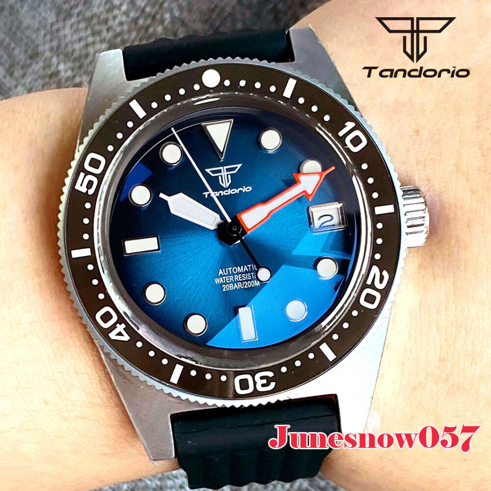 Black Chapter Ring Red Sunburst Dial AR Sapphire 41MM Diver NH35A Auto Men Watch