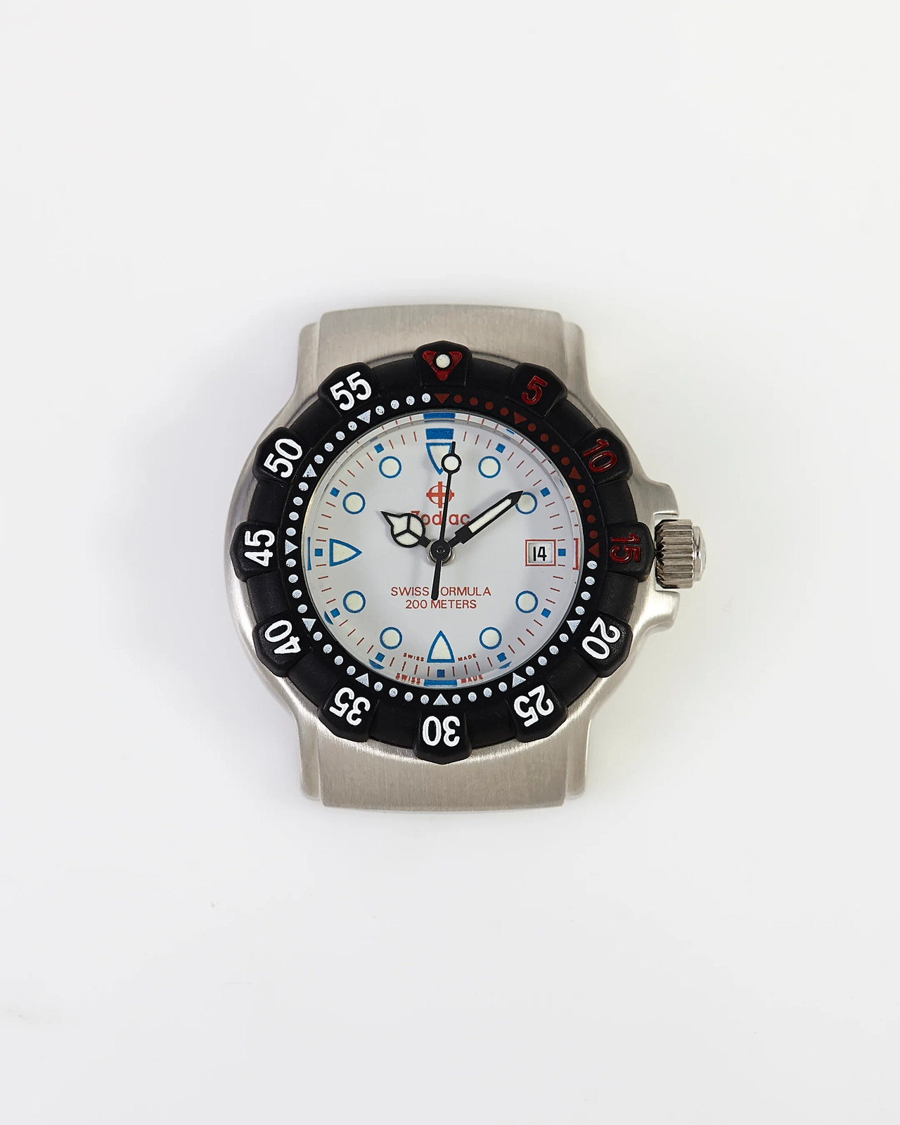 Zodiac Rare NOS 30mm Swiss Formula 200m Diving Watch Head Gray Dial Black Bezel