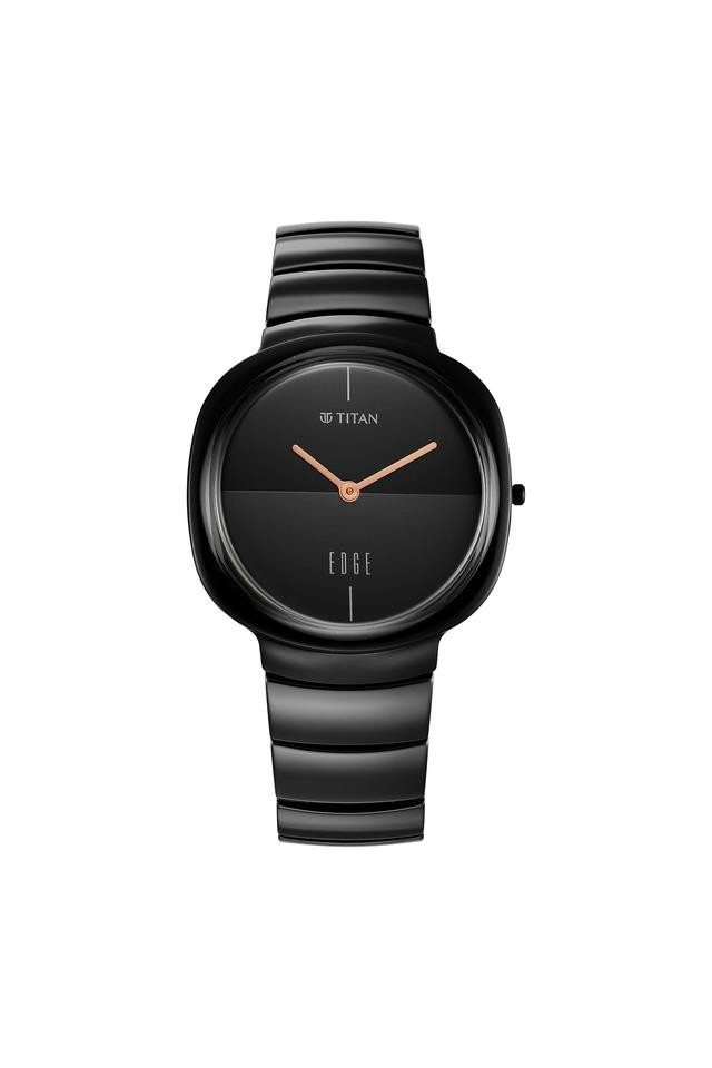 Titan Edge Squircle Unisex Analogue Quartz Watch – Black Dial with Black Ceramic