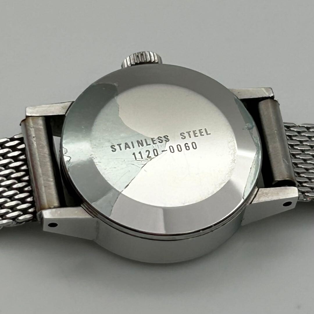 SEIKO 1120-0060 Vintage Womens Manual Wind Silver Sunray Dress Watch 21mm