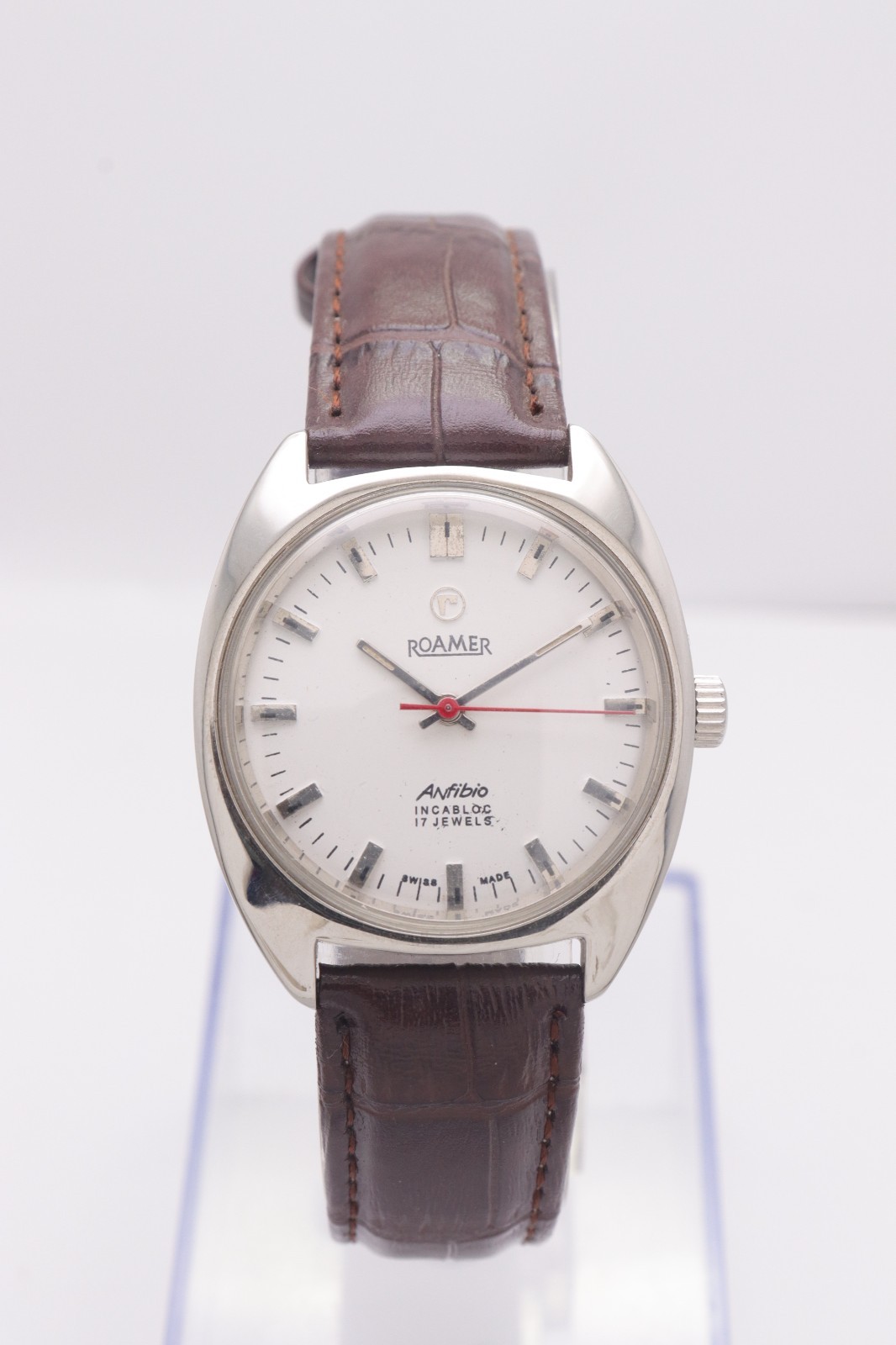 Used Roamer Anfibio Incabloc 17 Jewels Swiss Made White Dial Men’s Watch.