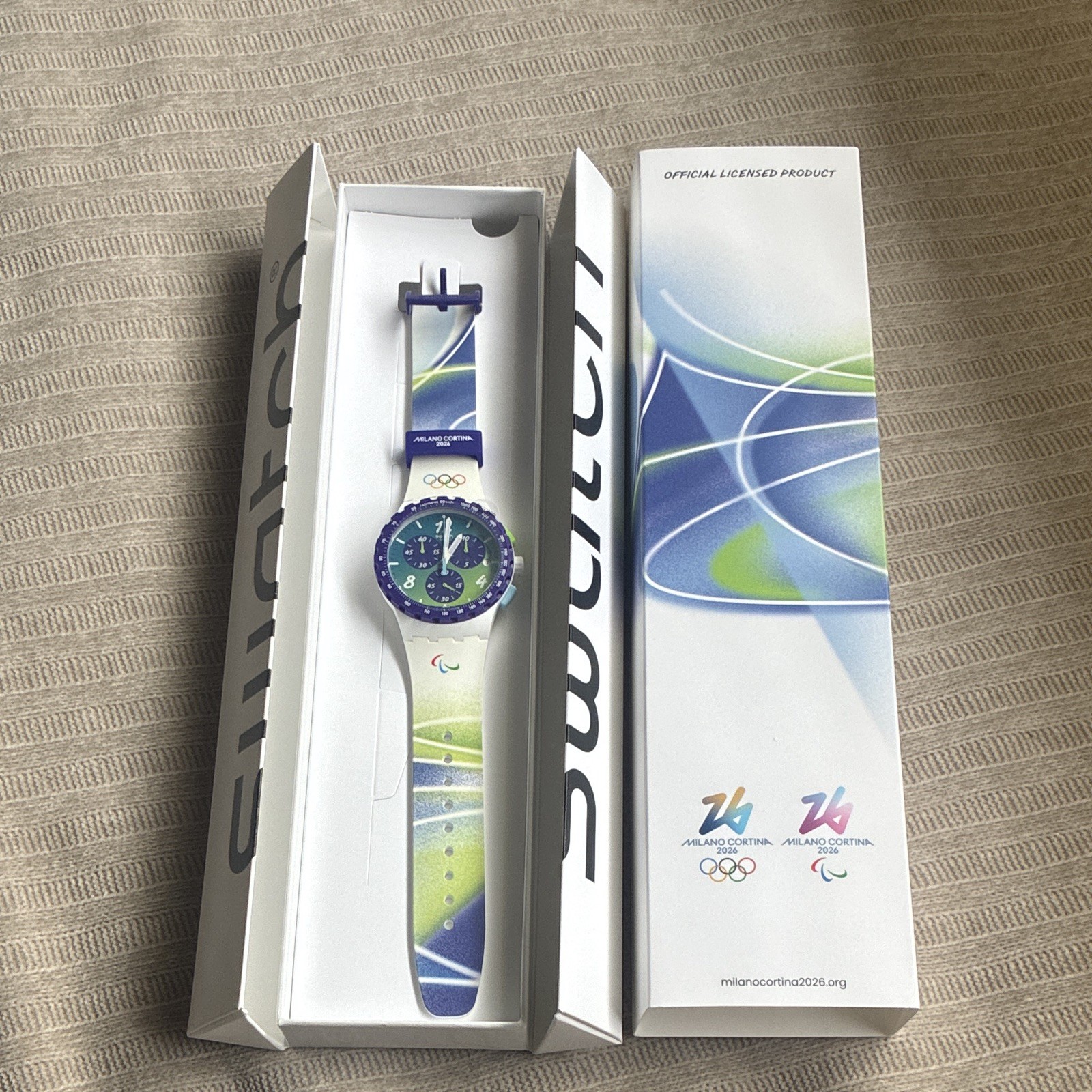 Swatch Milano Cortina 2026 Swiss Made Quartz Chronograph 43mm Watch w/ Box