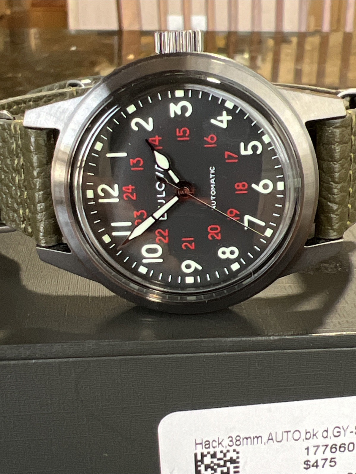 Bulova Military 98A255 Automatic W Box W Open Warranty Card Military Design Time