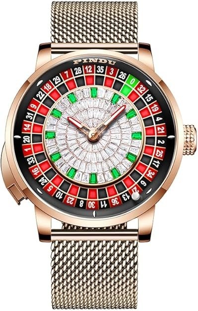 USA PINDU Design NH35A Rotary Roulette Casino Mechanical Watch BraceletP G2U