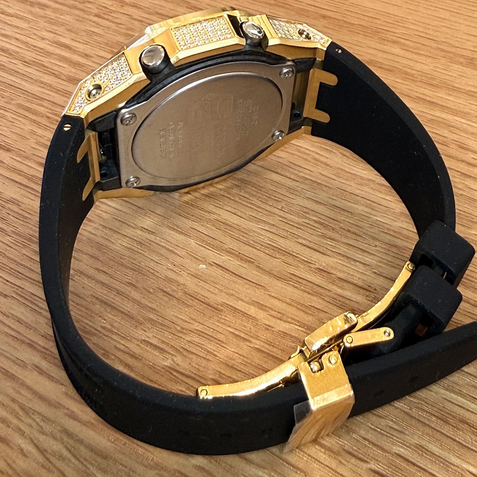 Modded Authentic Casio G Shock GA2100 Gold Iced Out Watch Rubber Strap