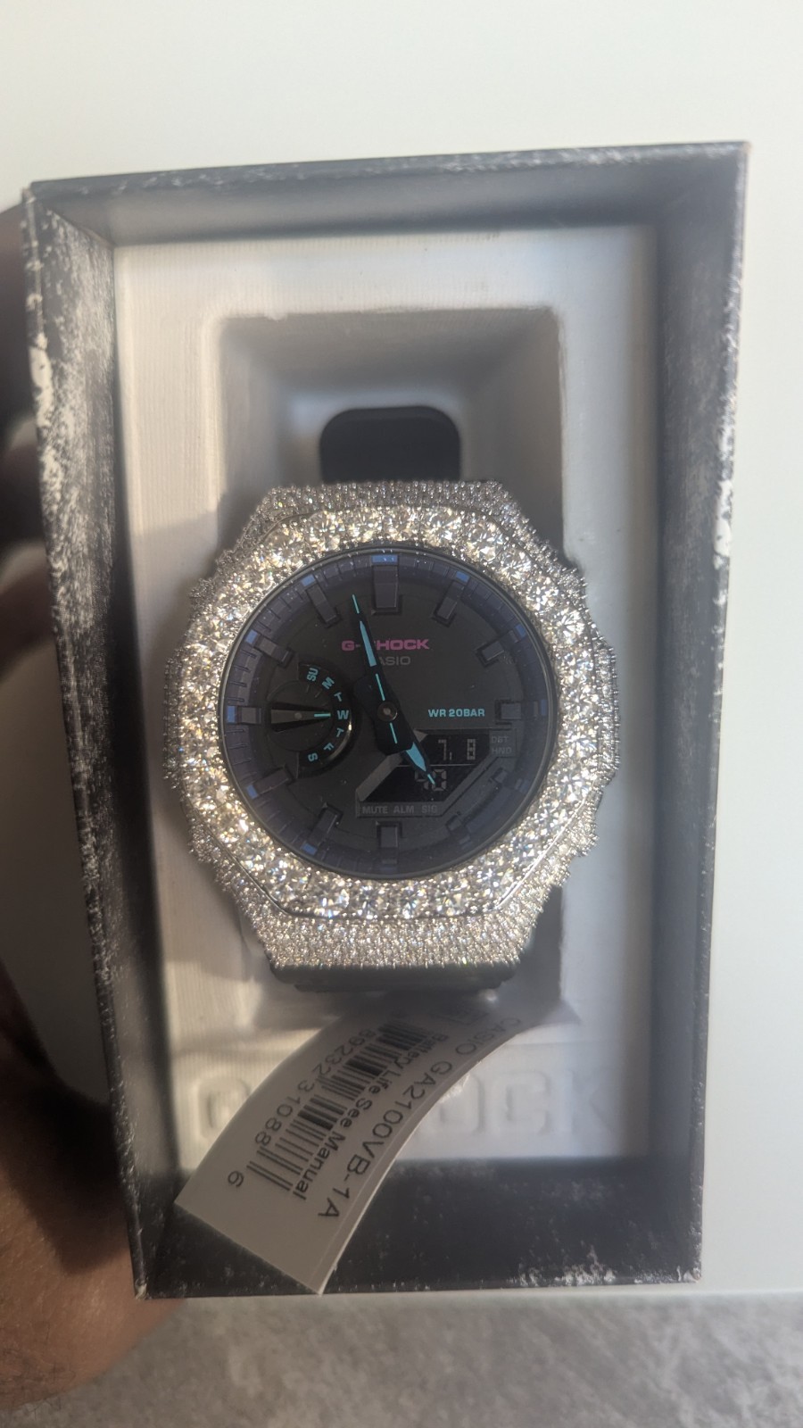G-SHOCK CUSTOM MOISSANITE WATCH BLACK CLASSIC GA2100